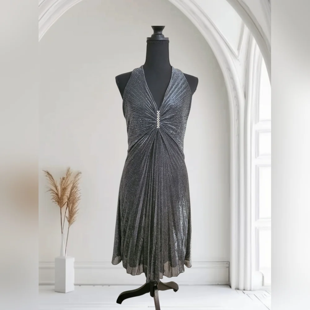 Aspeed Silver Halter Tie Front Midi Dress 🐺 - Picture 2 of 3